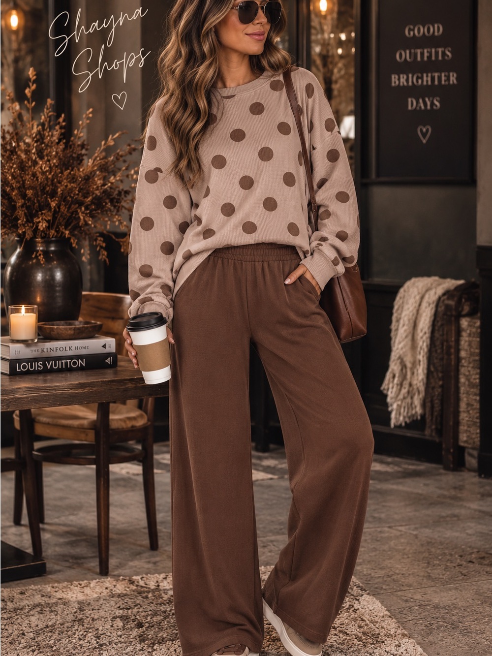 Zenana Fleece Wide-Leg Lounge Pants in Chocolate Brown